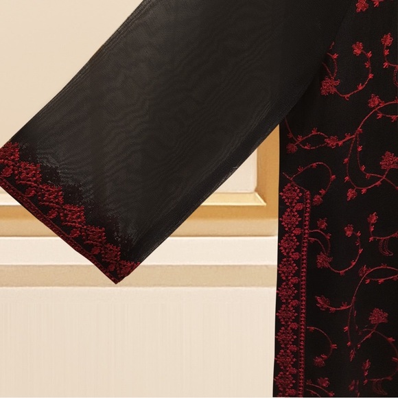 Original Agha Noor 3 PIECE - PURE COTTON NET EMBROIDERED SUIT - Picture 5 of 9